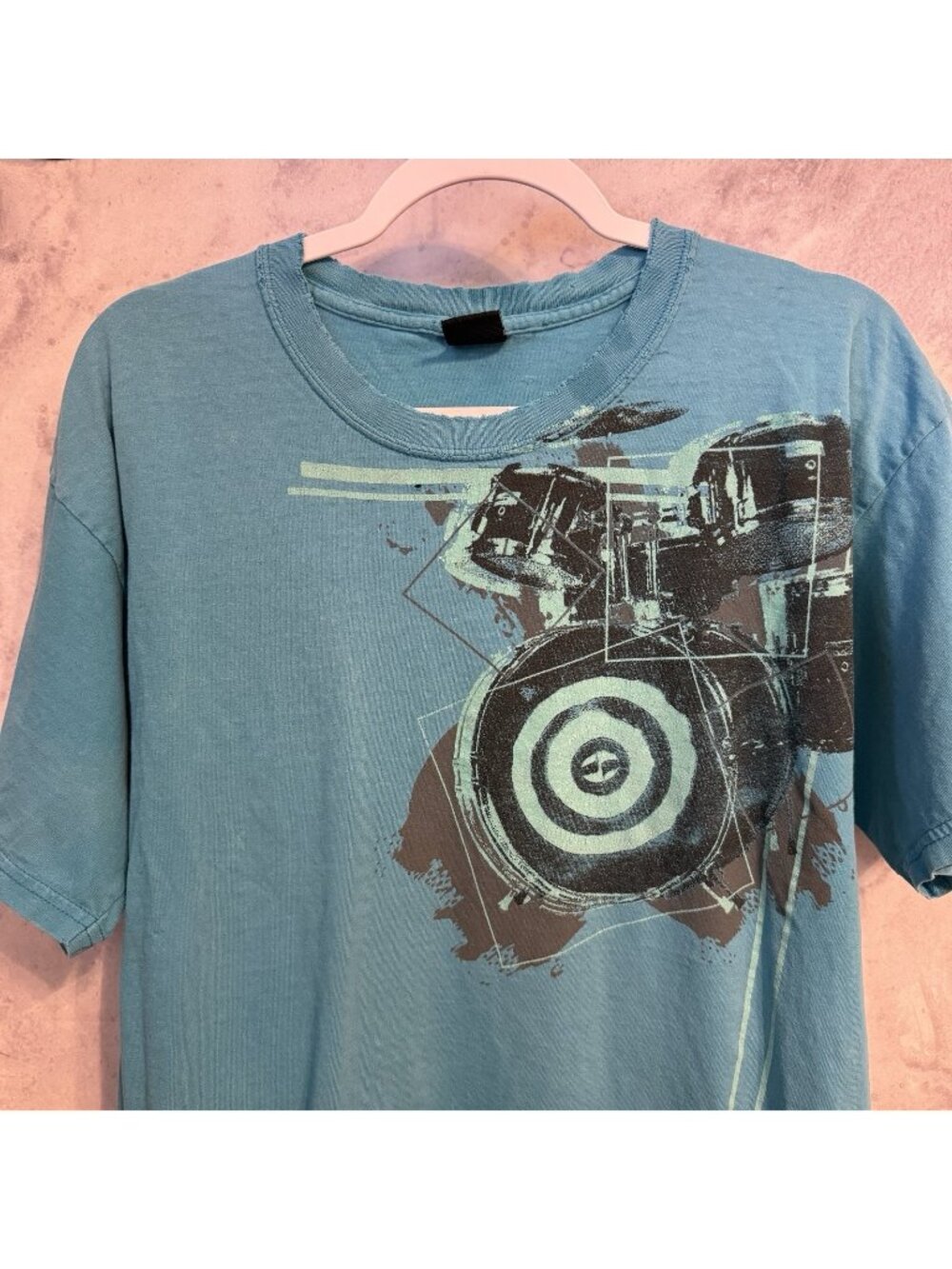 Vintage Y2k Split T Shirt Mens Large L Blue Graphic Print Skate Grunge